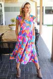 Bold & Beautiful Multicolor Abstract Floral Fit & Flare Midi Dress