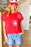 Light Me Up Red Sequin Firework Dolman Top