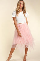 PLUS ASYMMETRIC TIERED TULLE MIDISKIRT WITH LINING