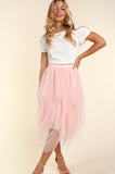 PLUS ASYMMETRIC TIERED TULLE MIDISKIRT WITH LINING