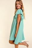 SOLID WOVEN DRESS WITH SIDE POCKETS