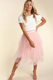 PLUS ASYMMETRIC TIERED TULLE MIDISKIRT WITH LINING