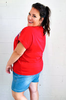 Light Me Up Red Sequin Firework Dolman Top