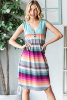 Heimish Full Size Striped Sleeveless V Neck Dress