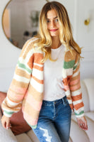 Haptics Full Size Button Down Striped Sweater Cardigan