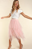 PLUS ASYMMETRIC TIERED TULLE MIDISKIRT WITH LINING