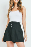 Button Front High Waist Pleated Shorts