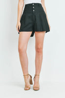 Button Front High Waist Pleated Shorts