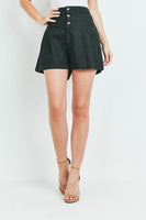 Button Front High Waist Pleated Shorts