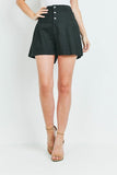 Button Front High Waist Pleated Shorts