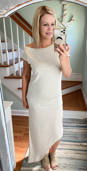 Oatmeal Slanted Hem Dress