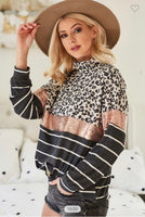 Leopard Knit Top with Collar - Summer Lush Boutique 