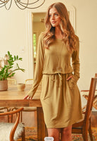 Cinched Waist Long Sleeve Dress