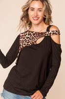 Animal Print with Cold Shoulder Long Sleeve Top - Summer Lush Boutique 