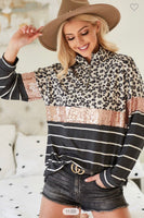 Leopard Knit Top with Collar - Summer Lush Boutique 