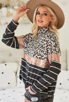 Leopard Knit Top with Collar - Summer Lush Boutique 