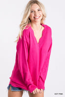 Solid Scalloped Sweater Top - Summer Lush Boutique 