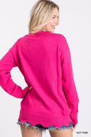 Solid Scalloped Sweater Top - Summer Lush Boutique 