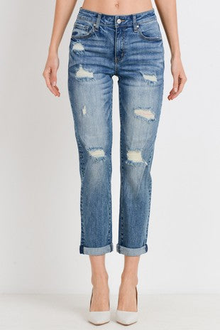 Destroyed Boyfriend Jeans - Summer Lush Boutique 