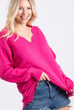 Solid Scalloped Sweater Top - Summer Lush Boutique 