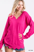 Solid Scalloped Sweater Top - Summer Lush Boutique 