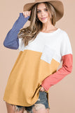 Color Block Long Sleeve Pocket Top - Summer Lush Boutique 