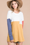 Color Block Long Sleeve Pocket Top - Summer Lush Boutique 