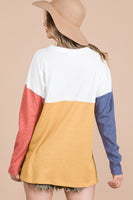 Color Block Long Sleeve Pocket Top - Summer Lush Boutique 