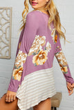 FLORAL STRIPE COLOR BLOCK TUNIC TOP