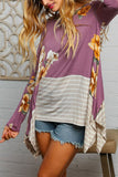 FLORAL STRIPE COLOR BLOCK TUNIC TOP