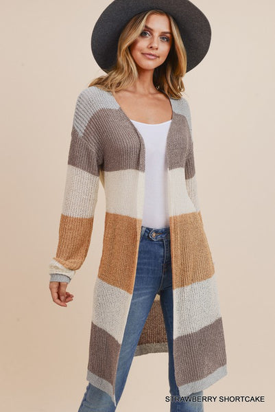 Long Sleeve Striped Cardigan - Summer Lush Boutique 